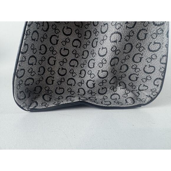 Guess Handbag Womens Black Gray Monogram Purse Top Handle Small Logo Bag Stylish - Picture 1 of 15